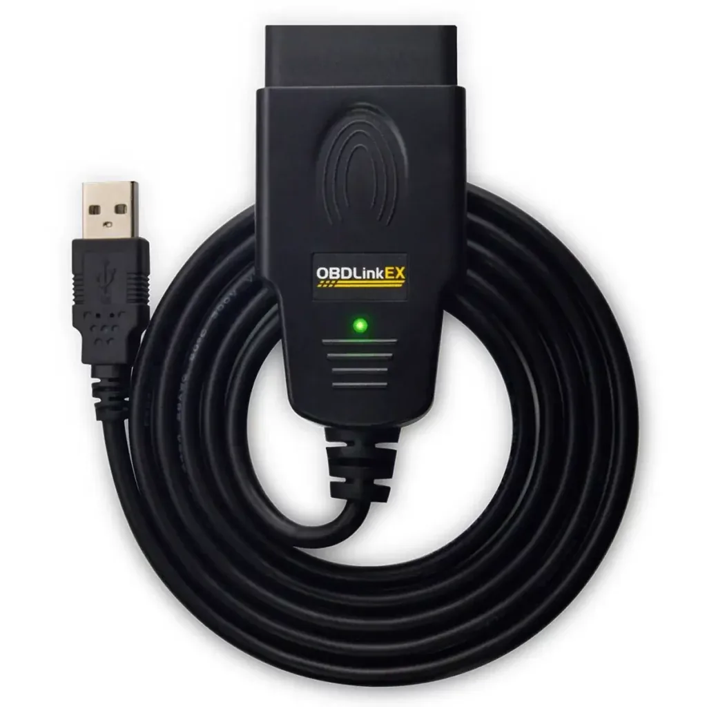 Official OBDLink EX USB adapter product image for a FORScan setup guide